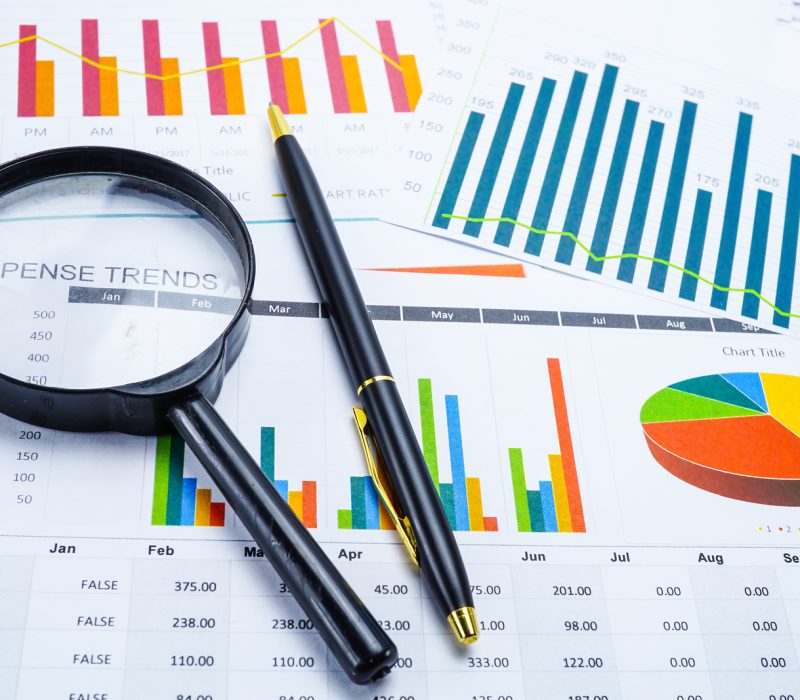 Charts Graphs paper. Financial development, Banking Account, Statistics, Investment Analytic research data economy, Stock exchange trading, Mobile office reporting Business company meeting concept.